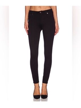 7 For All Mankind High Waisted Skinny Black Knit 5 Pocket Pant EUC Size 25